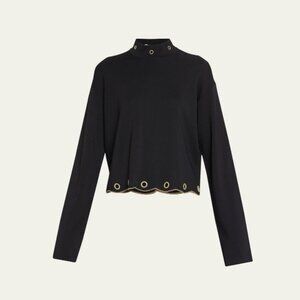 Jonathan Simkhai Klay Grommet Compact-Knit Turtleneck Sweater